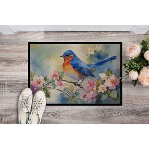 Bluebird Non-Slip Washable Low Pile <b>Doormat</b> 24H X 36W Indoor/Outdoor Front Door Mat for Entryway Blue Color - Product Image 2