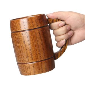 Rustic Wooden Beer <b>Mug</b> & Tankard with Handle <b>Large</b> Capacity Leak-Proof BPA Free Drinkware for Parties Weddings Travel-Wholesale - Product Image 1