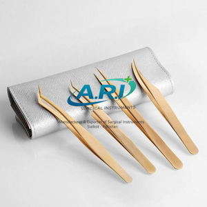 ชุดแหนบต่อขนตาสีทอง 4 ชิ้น พร้อมกล่องเก็บสีเงิน - Product Image 2