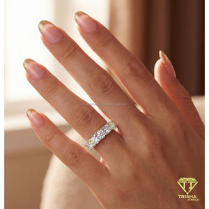 Classic Round Cut Moissanite Band <b>Ring</b> <b>925</b> Sterling <b>Silver</b> Elegant Multi Stone Wedding Jewelry For Women Bridal Gift - Product Image 3