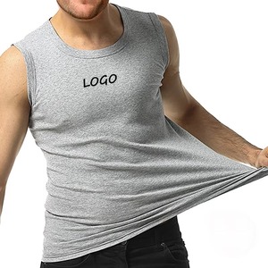 Débardeur de sport 100 % coton sans manches pour fitness, musculation, course à pied et entraînement en salle de sport – Respirant avec logo frontal - Product Image 1