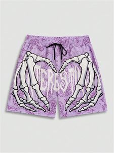 Ensemble 2 pièces pour homme, été, t-shirt à col rond avec imprimé graphique et short à motif paisley - Product Image 4