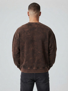 Sudadera de Manga Larga para Hombre, Estilo Vintage, Lavado Ácido, Cuello Redondo, Algodón, Estilo Casual Urbano, Personalizable con Logotipo OEM - Product Image 2