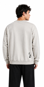 Custom Mens Distressed Crewneck Sweatshirt Vintage Ripped Pullover Streetwear Casual Cotton Blend Hoodie Style Top - Product Image 3