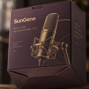 Carton pliable à fond auto-scellant SunGene pour kit de microphone de bureau en prune foncée et or mat - Product Image 3