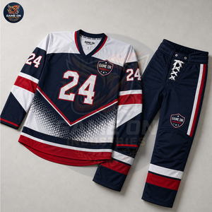 Premium Sublimated Team Wear Breathable Athletic Sportswear Custom Made Ice Hockey Jersey and Protective Pants Uniform Sets - Product Image 4