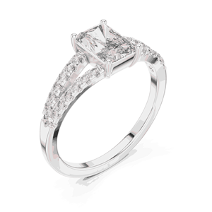 1 CT Radiant Lab Grown Diamond Engagement <b>Ring</b> 18K Solid Gold 0.29 CTW Round Pave Accent <b>Split</b> Shank Band Luxury Fine <b>Ring</b> - Product Image 6