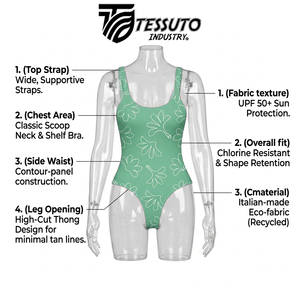 Maillot de bain une pièce imprimé floral pour femmes, bretelles spaghetti, body extensible tricoté, vêtements de plage d'été, vert - Product Image 2