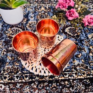 Gobelet en cuivre gravé au design minimaliste, idéal pour un usage quotidien, gobelet à boire en cuivre pur et vaisselle bénéfique pour la santé ayurvédique - Product Image 3