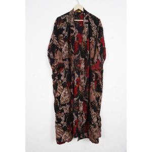 Designer Floral Print Vintage Silk Sari Kimono Robe Casual Summer Intimates Beach Nightgown Floor-Length Kimono Robe - Product Image 4