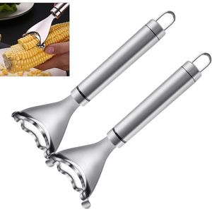 2 Piezas Cortador y Pelador de Maíz Ergonómico de Acero Inoxidable Premium, Herramienta Desgranadora de Mazorca para Cocina - Product Image 1