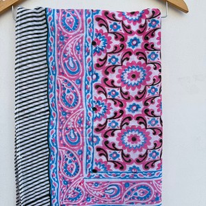 Block Printed Cotton Sarongs Handmade Floral Letter One-piece <b>Wrap</b> Pareo Scarf <b>Shawl</b> Summer Beach Wear Breathable Fashion - Product Image 1