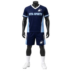 Maillot de lacrosse bleu marine à empiècements contrastants avec short – Tenue de sport athlétique pour homme, uniforme d'équipe, vêtements d'entraînement, pour activités de plein air - Product Image 1