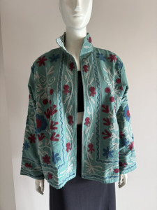Vintage Style Suzani Embroidered <b>Velvet</b> <b>Jacket</b> Handmade Boho Chic Ethnic Coat <b>Women</b> Designer Wear - Product Image 2