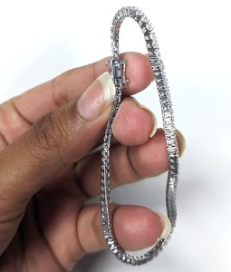 Sliver 18K White Gold Plated Moissanite Tennis Necklace/<b>Bracelet</b>/Earrings <b>Sets</b> Pack of 3 Luxury Women's Jewelry - Product Image 5