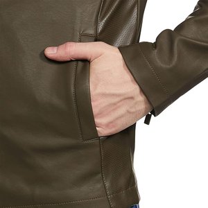 Veste de mode en cuir véritable de marque personnalisée, de haute qualité, col montant, imperméable, écologique, respirante, style motard d'hiver - Product Image 2