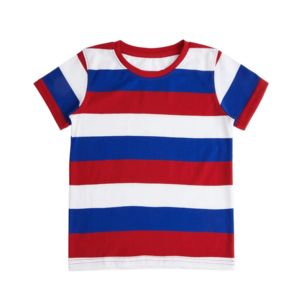 Camiseta de Manga Corta a Rayas para Niños 026, Impresión de Logotipo Personalizado, Ropa Exterior Lisa de Color Sólido, Camisetas Suaves para Niños y Niñas - Product Image 1