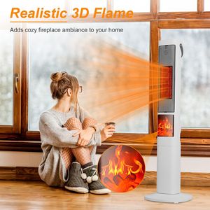 Stufa Elettrica Portatile a Torre in Ceramica da 1500W, 3 Modalità di Ventilazione, 5 Opzioni Timer, Telecomando, Fiamma 3D - Product Image 4