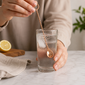 Cuillère à bar en cuivre, cuillère à cocktail, agitateur de barman à poignée torsadée avec anneau de maintien, mélangeur de boissons pour bar, café, mocktails, cuisine - Product Image 3