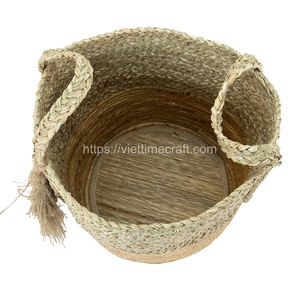 Ensemble de 3 paniers de rangement multifonctionnels en jonc de mer tissés à la main de style bohème organisateur de bureau durable vente en gros - Product Image 2