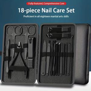 Ensemble de 7 à 18 pièces de coupe-ongles en acier inoxydable noir, kit complet de coupe-ongles, aiguilles à acné, coupe-ongles pour les pieds, pinces de beauté - Product Image 6