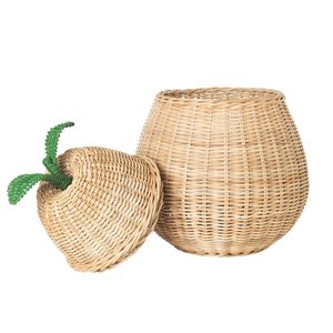 Handmade Rattan Pear Storage Basket with Lid Kids Toy Organizer Basket Woven Nursery Laundry Basket Home Storage Decor Bin - Product Image 3