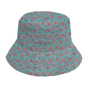 Chapeau bob matelassé en coton imprimé à la main pour adultes, idéal pour une utilisation décontractée en extérieur en hiver et lors de carnavals, de haute qualité. - Product Image 2