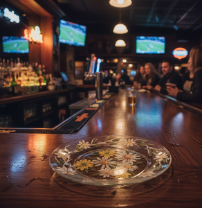 Posavasos de Vidrio Pintado a Mano Royal Blossom Classic, Resistente al Calor y Antideslizante para Servir Cócteles, Whisky, Mocktails, Té y Refrescos - Product Image 2