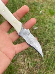 Custom Damascus Skinning <b>Knife</b> Handmade Fixed Blade Hunting <b>Knife</b> with <b>Bone</b> <b>Handle</b> OEM Manufacturer - Product Image 2