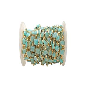 Chaînes de connexion en argent sterling plaqué or 18 carats avec pierres d'amazonite de forme fantaisie serties en clos, apprêts et composants de bijoux - Product Image 3