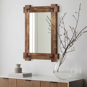Wholesale Teak Wood Wall <b>Mirror</b> with Metal Accents - Product Image 1