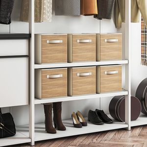Contenitori Cubo in Tessuto con Maniglia, Set da 6 Pezzi Pieghevoli, Cesti Portaoggetti per Organizzazione Efficiente - Product Image 1