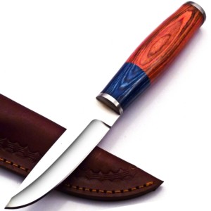 8" Factory Made OEM Cheap Low Price Handmade Carbon Steel Full Tang Walnut Wood Handle Skinner Knife - Product Image 1