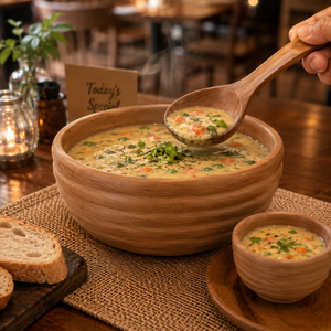 Bol à soupe en bois, bol de service côtelé, bol à dîner pour restaurant, café, maison, bols de service pour collations et soupes, bols de service pour cadeaux - Product Image 3