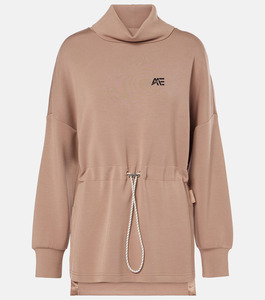 Sweat-shirt personnalisé pour femme, col montant, coupe oversize longue, tunique athleisure avec cordon de serrage à la taille - Product Image 1