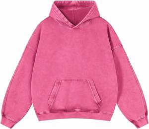 Acid Wash Hoodie Garment Dyed Cotton Fleece <b>Sweatshirt</b> Relaxed Hooded Top <b>Vintage</b> Faded Finish Kangaroo Pocket Casual Men's - Product Image 3