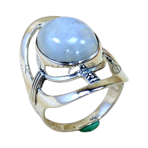 Grand ensemble de lunette arc-en-ciel pierre de lune bague en argent Sterling 925 coupe ovale élégant bijoux de mode pour les femmes cadeau bague faite à la main - Product Image 1