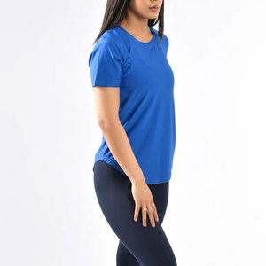 Camiseta Deportiva de Secado Rápido para Mujer, Cuello Redondo, Corte Ajustado, Dobladillo Curvo, Ligera, para Gimnasio y Running, en Oferta - Product Image 6