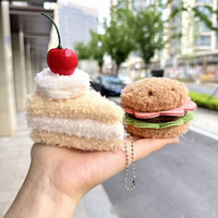 Porte-clés en peluche 3D en forme de sandwich, hamburger, gâteau, lapin de poche, dessin animé, simulation de dessert, alimentaire, rembourré en coton