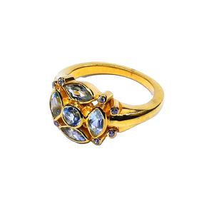 Anillo de Aguamarina de Plata de Ley 925 Estilo clásico Chapado en oro para bodas - Product Image 1