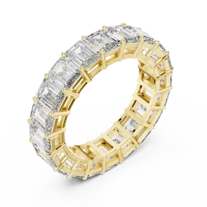 แหวนเพชรทรงเหลี่ยมมรกตแบบฝังเต็มวง 6.00 กะรัต ทองคำแท้ 10K 14K 18K สำหรับทั้งชายและหญิง ได้รับการรับรองจาก IGI เครื่องประดับชั้นดี - Product Image 2