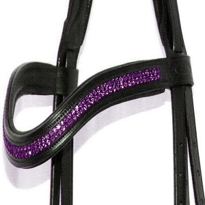 Accessoires équestres pour chevaux, cristaux, strass décoratifs, cuir noir et marron de qualité supérieure, bandeau pour cheval en taille full cob et oversize. - Product Image 3
