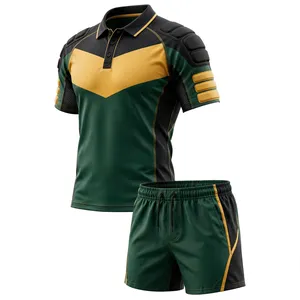 AMKOOR ENTERPRISES Green Black Unisex Sport Rugby Uniform Set Breathable Polyester Sublimation Print Adult <b>Athletic</b> Wear - Product Image 4