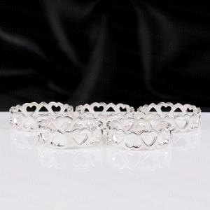 Trendy Sweet Romantic Hollow Heart Band 925 Sterling <b>Silver</b> Continuous Heart Stacking <b>Ring</b> Friendship Promise <b>Ring</b> Wholesale - Product Image 2