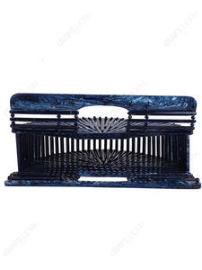 Pochette de soirée semi-circulaire en acrylique bleu marine, design architectural, pour acheteurs en gros, OEM et sous marque privée - Product Image 5