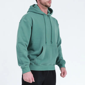 Sweat à capuche surdimensionné pour homme 100% coton personnalisé, en molleton français de haute qualité, avec cordon de serrage brodé, motif uni, décontracté - Product Image 3
