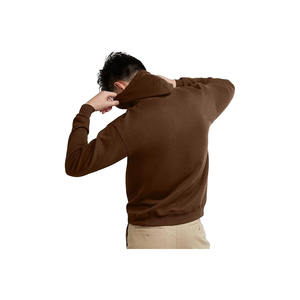 Sudadera con Capucha Lisa Marrón para Hombre, Mezcla de Algodón, Estilo Urbano Personalizable - Product Image 2