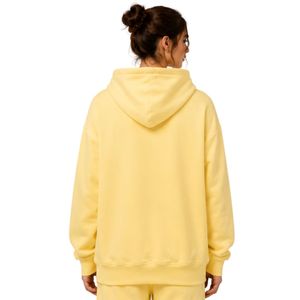 Sweat-shirt à capuche oversize jaune clair pour femme avec logo personnalisé en strass, en molleton de coton premium, pull décontracté d'hiver, personnalisable - Product Image 2