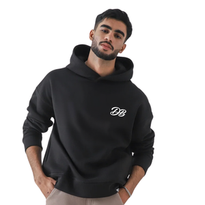 Sweat-shirt à capuche oversize noir personnalisé avec logo pour femme, en molleton épais, coupe décontractée, style streetwear, vente en gros - Product Image 1