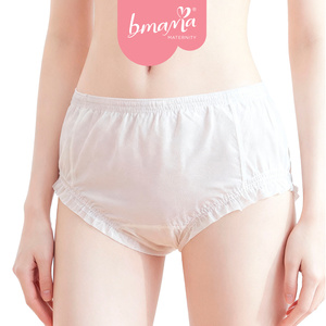 Culotte de maternité Bmama blanche taille haute en coton tricoté avec soutien sans armatures et tissu respirant pour l'été - Product Image 1